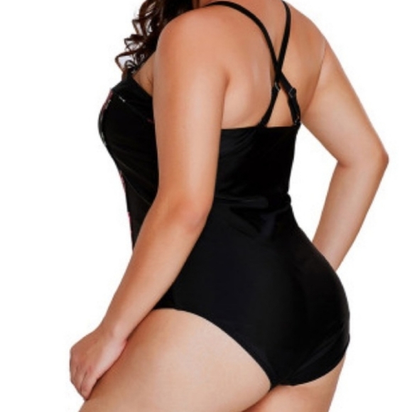 Black Rose 1 Piece Swim Suit - Picture 4 of 5